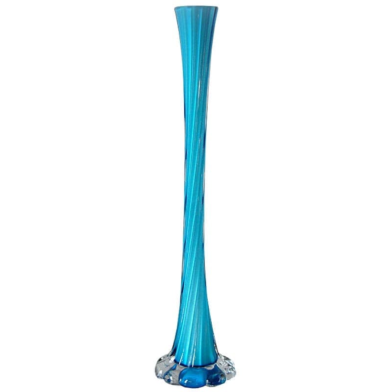 Vase, blue white transparent glass, 1970s. - 317422