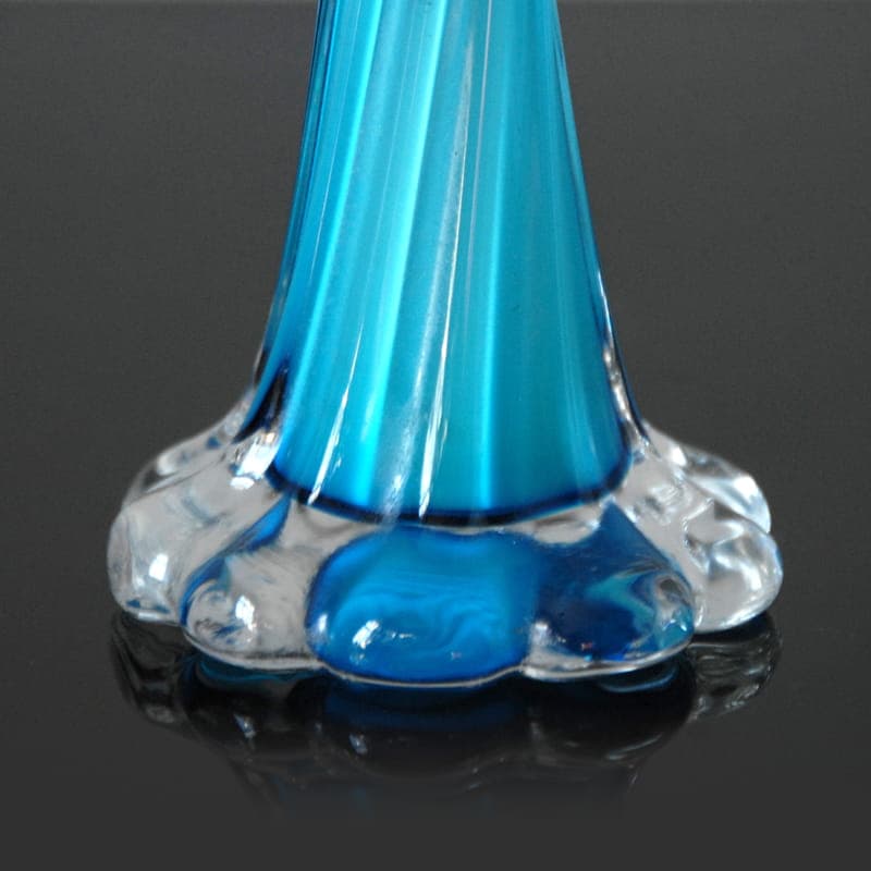Vase, blue white transparent glass, 1970s. - 317421