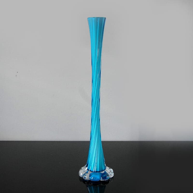 Vase, blue white transparent glass, 1970s. - 317420