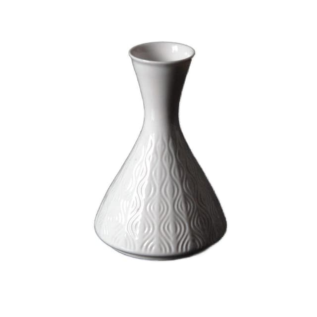 Vase Op Art, white, porcelain, Furstenberg, Germany, 1970s. - DIMENSION