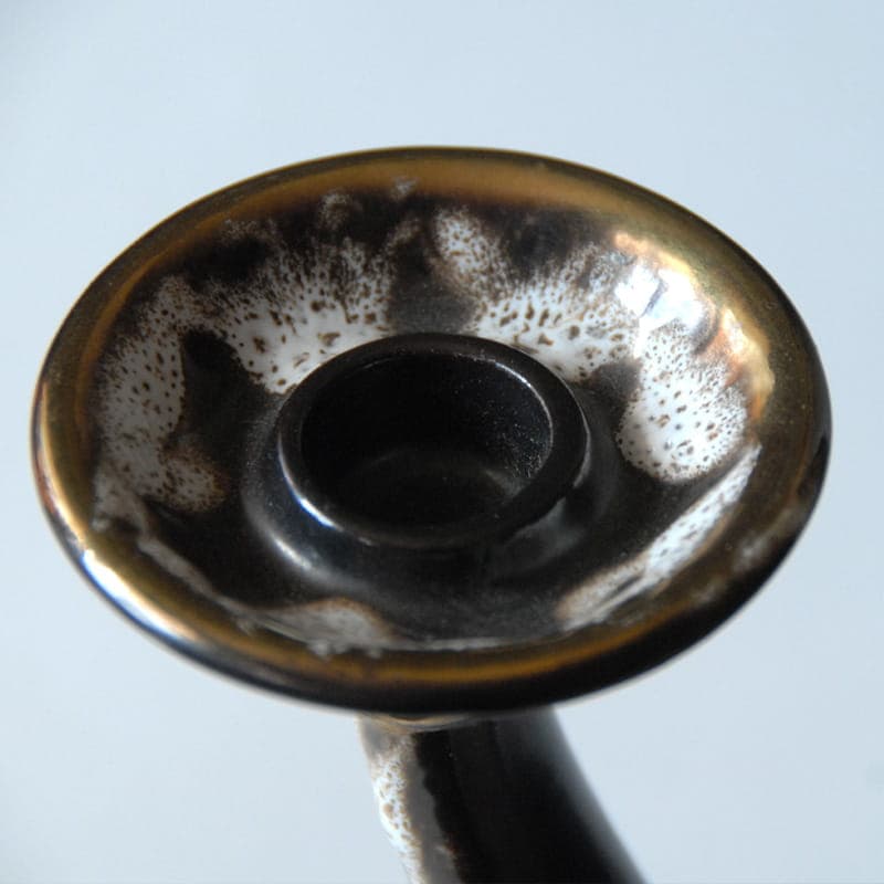 Two-arm candlestick, brown white gold, ceramics, Dumler Breiden Hohr Pottery, Germany, 1970s. - 317335
