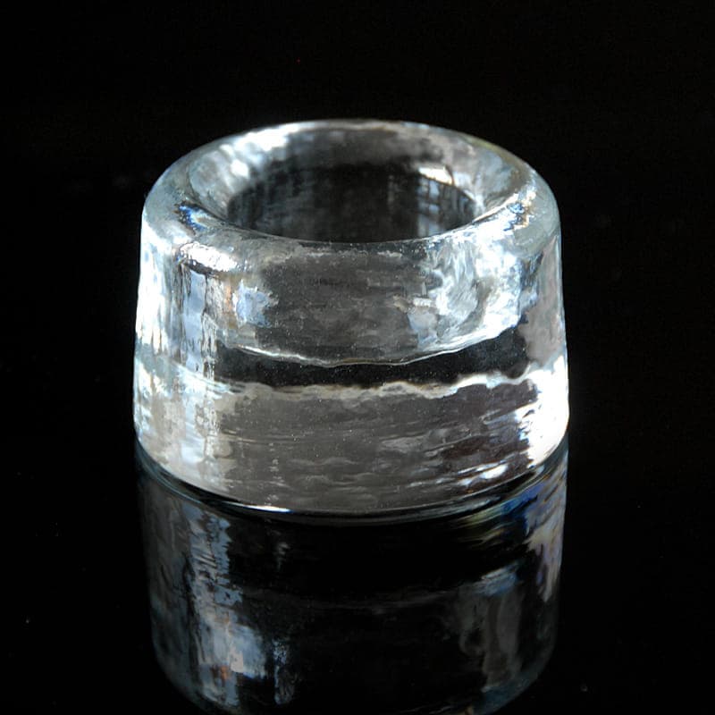 Candle Holder/Paperweight Ice Glass, transparent blue, glass, Scandinavia, 1970s. - 317246