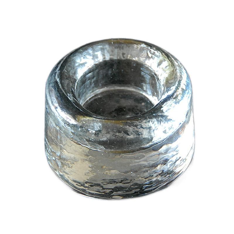 Candle Holder/Paperweight Ice Glass, transparent blue, glass, Scandinavia, 1970s.
