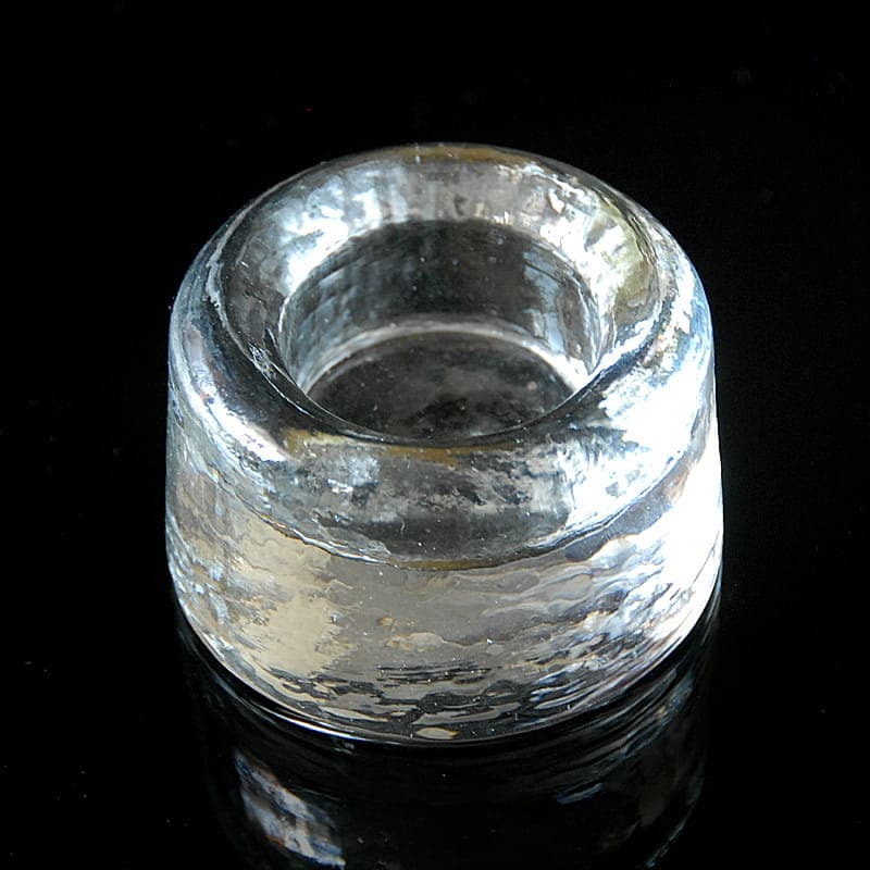 Candle Holder/Paperweight Ice Glass, transparent blue, glass, Scandinavia, 1970s. - 317248
