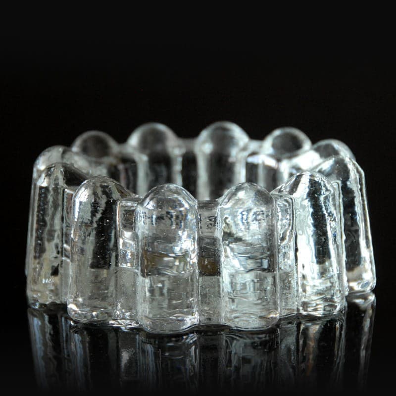Ashtray ice glass transparent blue, Pukeberg, Sweden, 1970s. - 317242