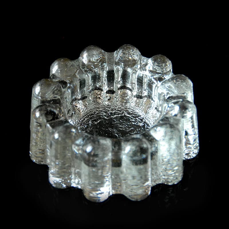 Ashtray ice glass transparent blue, Pukeberg, Sweden, 1970s. - 317244
