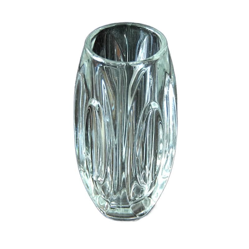 Glass Vase, transparent, by R. Schrotter, Czechoslovakia, 1950s.