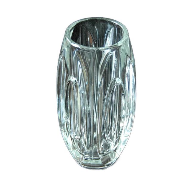 Glass Vase, transparent, by R. Schrotter, Czechoslovakia, 1950s. - DIMENSION
