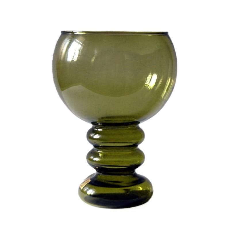 Vase, olive green, glass, Kristallglass Regenhutte, Germany, 1970s.