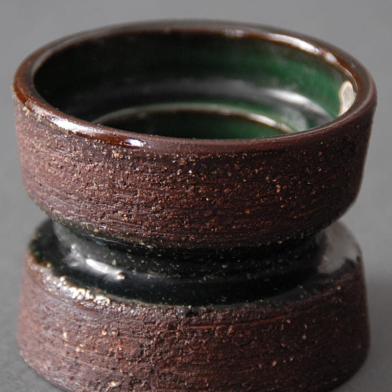 Świecznik Gabriel, kamionka brązowy zielony, Gabriel Pottery Sweden, Szwecja, lata 60. - 317204