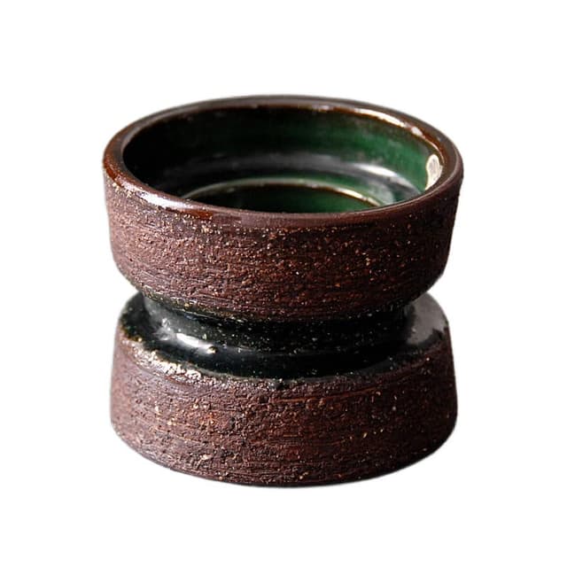 Świecznik Gabriel, kamionka brązowy zielony, Gabriel Pottery Sweden, Szwecja, lata 60. - WYMIARY