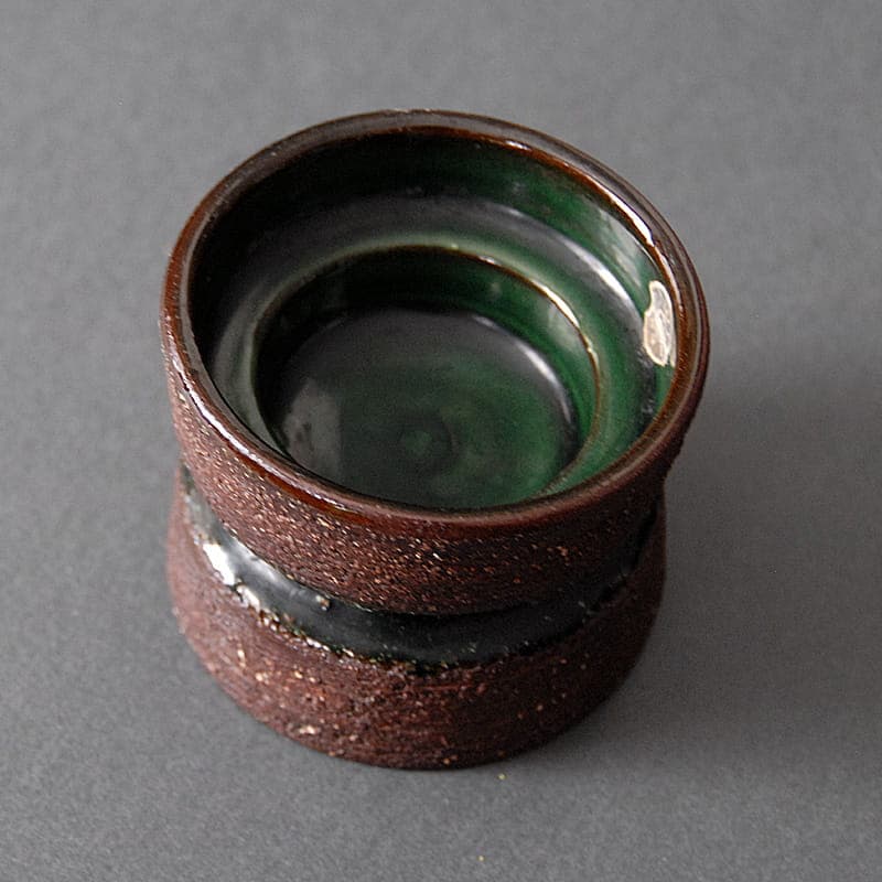 Świecznik Gabriel, kamionka brązowy zielony, Gabriel Pottery Sweden, Szwecja, lata 60. - 317203
