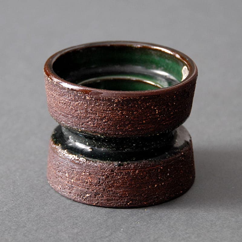 Świecznik Gabriel, kamionka brązowy zielony, Gabriel Pottery Sweden, Szwecja, lata 60. - 317205