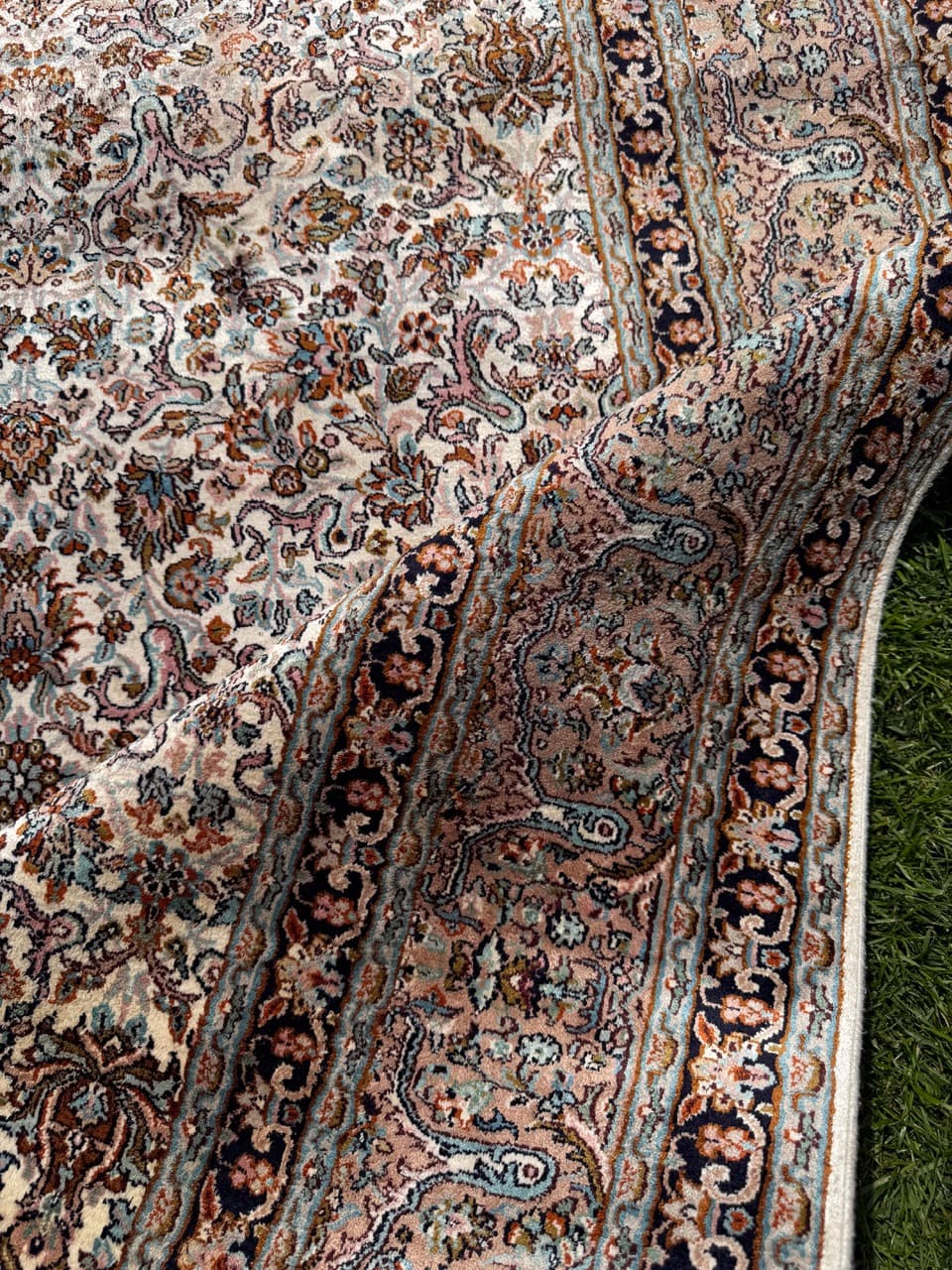 Rug Ghoum Qom 350x250 cm, multicolor silk, India - 316955