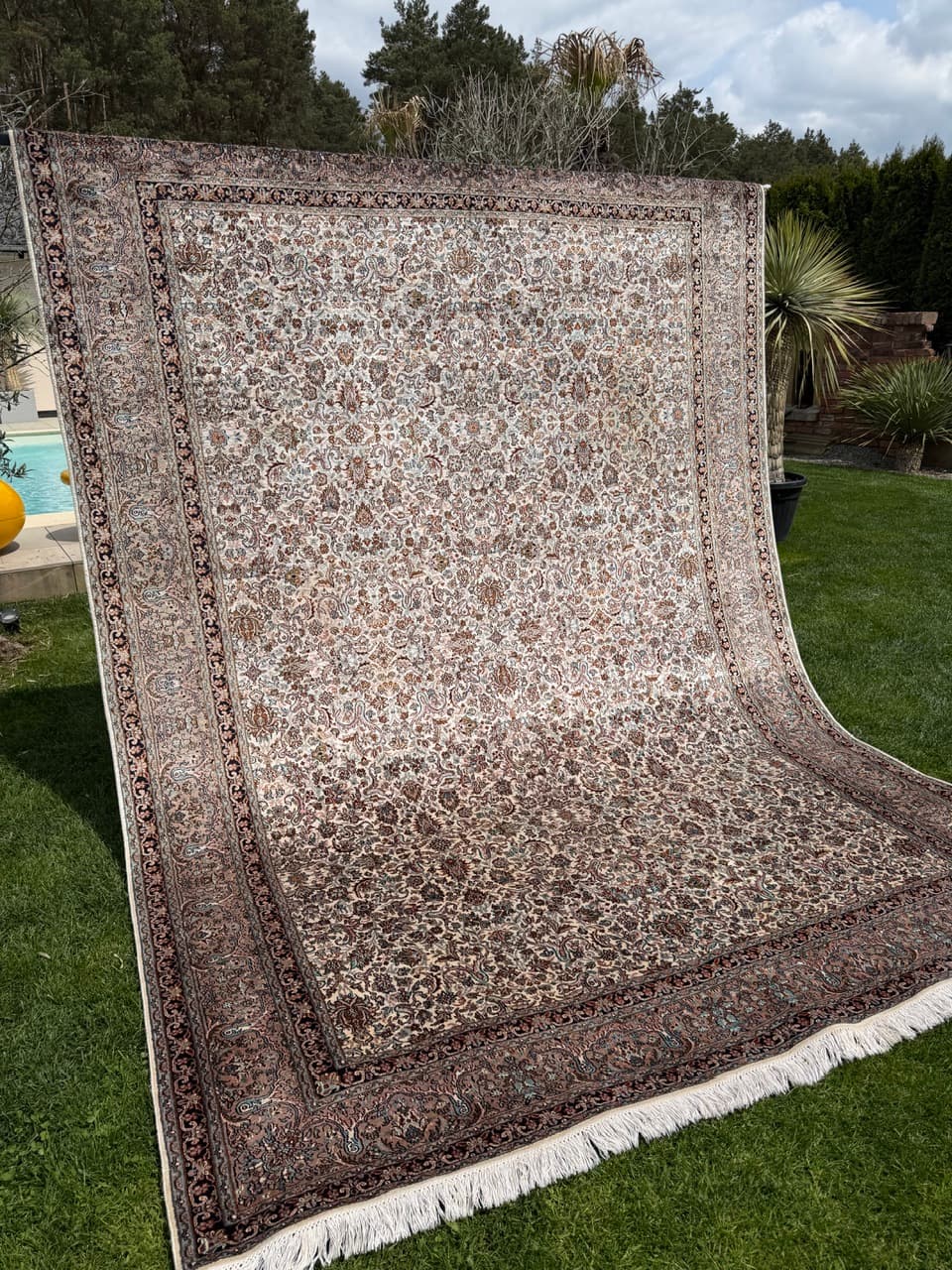 Rug Ghoum Qom 350x250 cm, multicolor silk, India - 316943