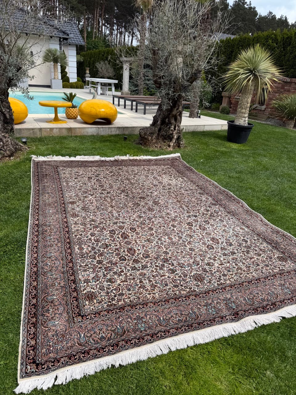 Rug Ghoum Qom 350x250 cm, multicolor silk, India - 316950