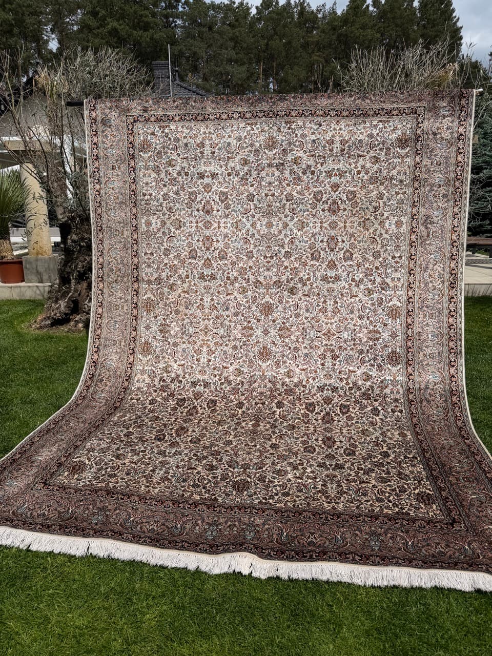 Rug Ghoum Qom 350x250 cm, multicolor silk, India - 316944