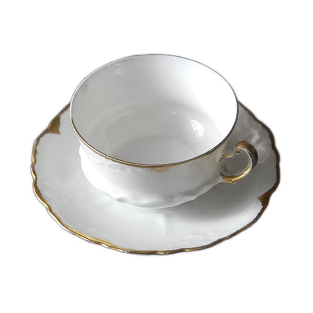 Filiżanka, porcelana biała, złocona, Oscar & Edgar Gutherz Royal Austria, Austria, XIX w. - WYMIARY