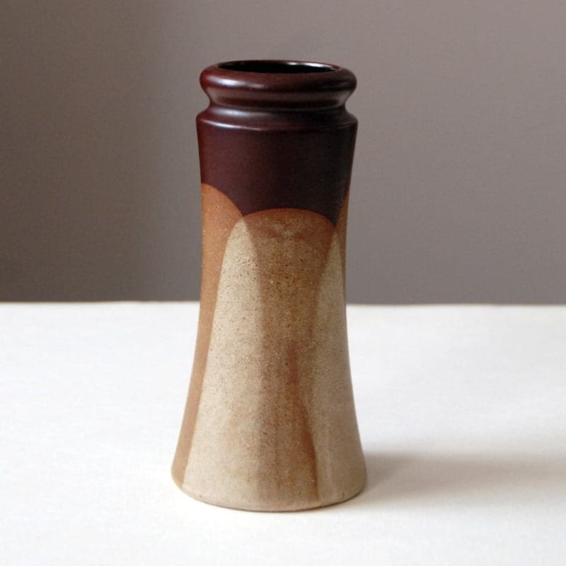 Wazon ceramiczny, beżowy brązowy, ceramika, Niemcy, lata 60. - 317129