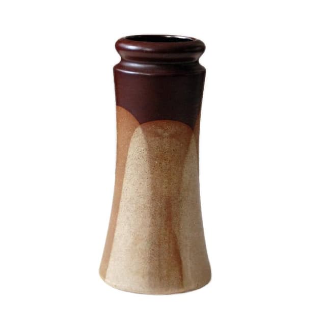 Wazon ceramiczny, beżowy brązowy, ceramika, Niemcy, lata 60. - WYMIARY