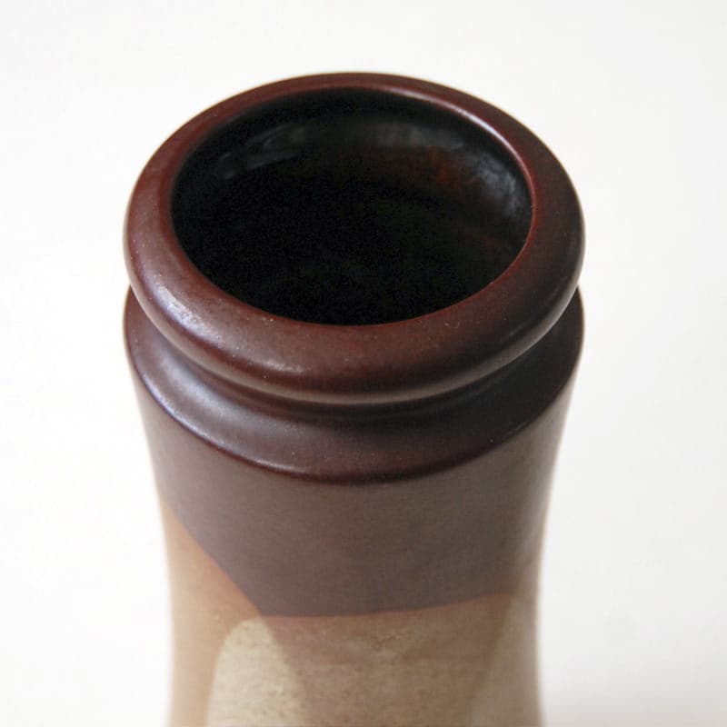 Wazon ceramiczny, beżowy brązowy, ceramika, Niemcy, lata 60. - 317127