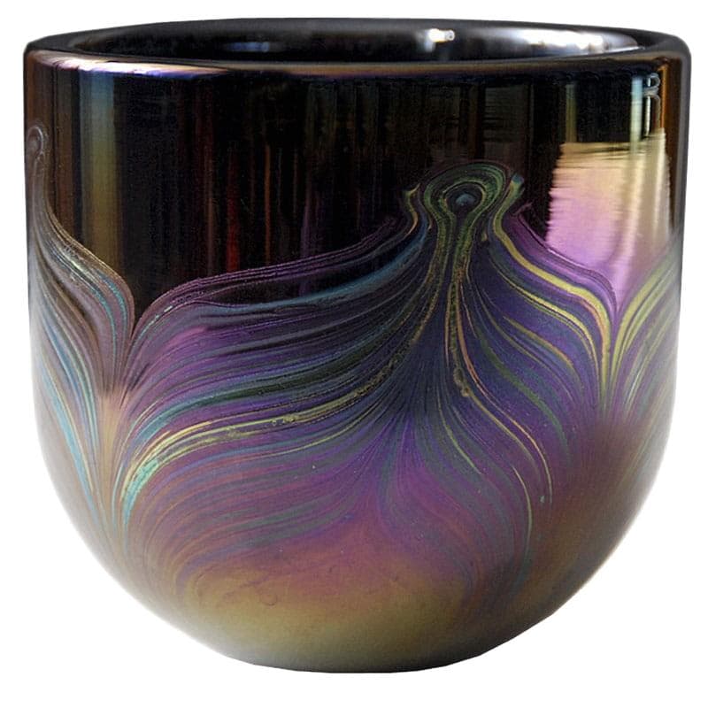 Misa Phoenician Glass, czarne szkło opalizujące, Malta, lata 80.
