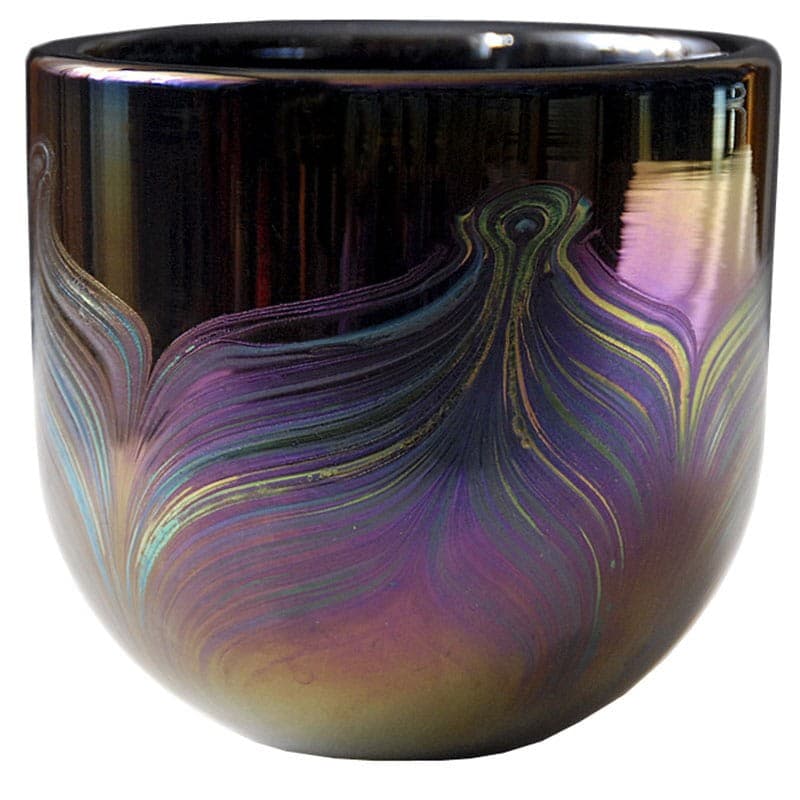 Misa Phoenician Glass, czarne szkło opalizujące, Malta, lata 80. - 317121