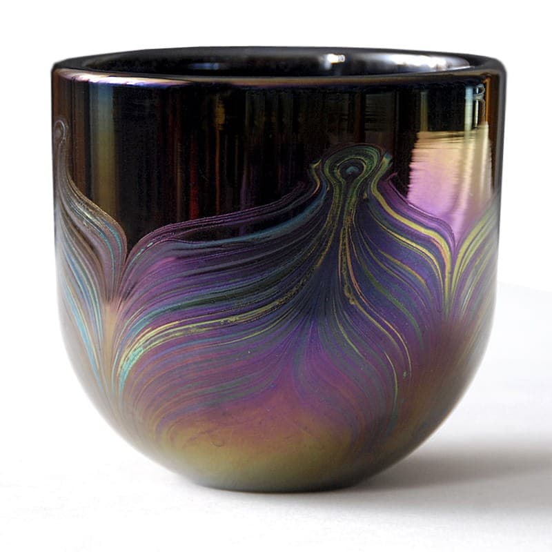 Misa Phoenician Glass, czarne szkło opalizujące, Malta, lata 80. - 317120