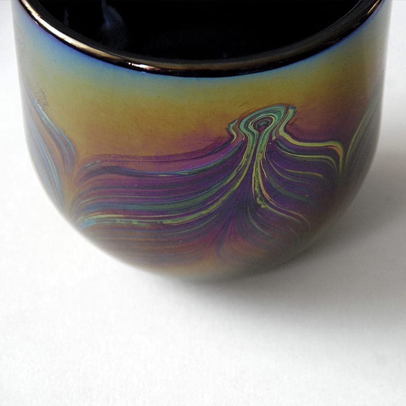 Misa Phoenician Glass, czarne szkło opalizujące, Malta, lata 80. - 317119