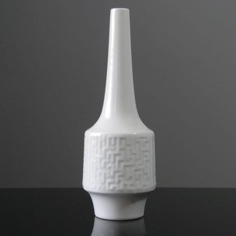 Wazon Op Art, biały, porcelana, Niemcy, lata 70. - 317109