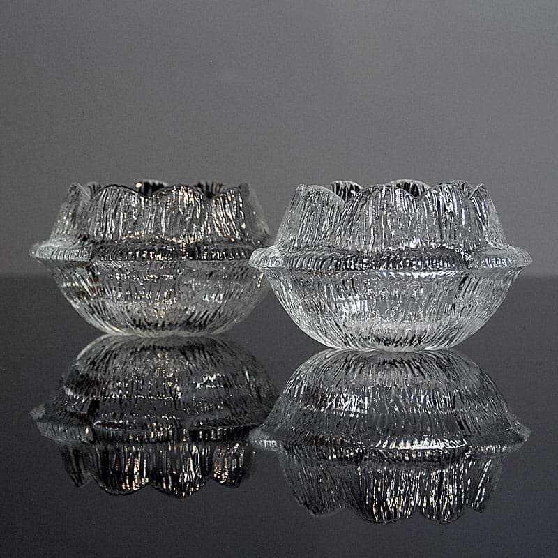 Para świeczników Water Lily, szkło transparentne, Holmegaard, Dania, lata 70. - 317048