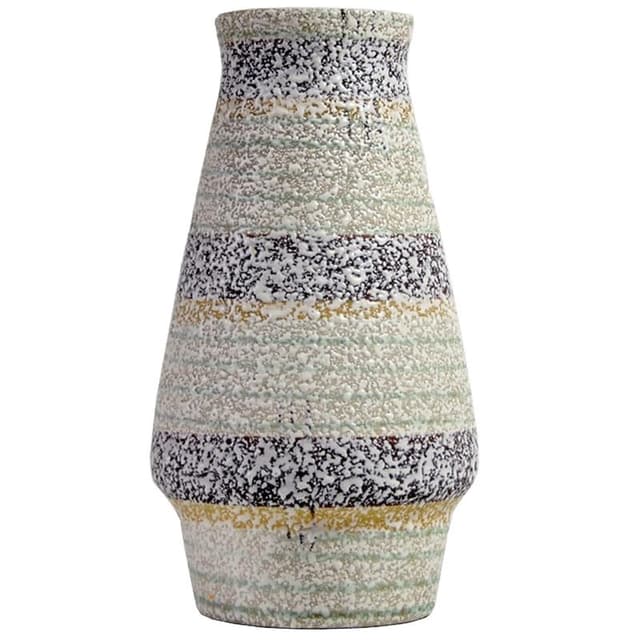 Wazon ceramiczny, pastelowy biały żółty zielony brązowy czarny, Niemcy, lata 70. - WYMIARY