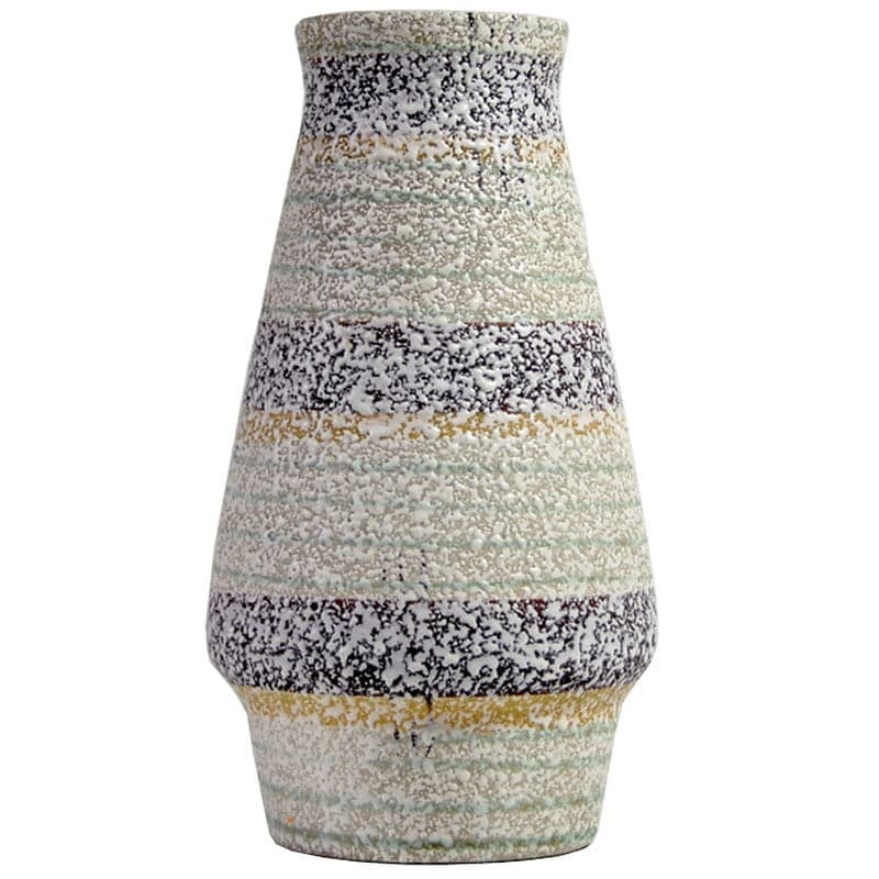 Wazon ceramiczny, pastelowy biały żółty zielony brązowy czarny, Niemcy, lata 70. - 317041
