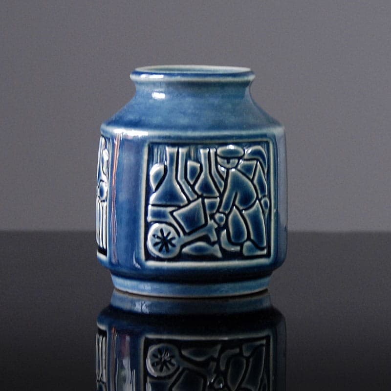 Wazonik, ceramika niebieska, Michael Andersen & Son, Dania, lata 60. - 317251