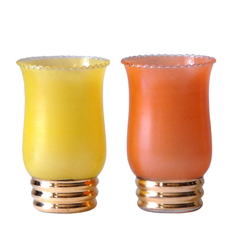 Pair of vases, Art Deco, yellow and orange, glass, Belgium, 1930s. - 318362