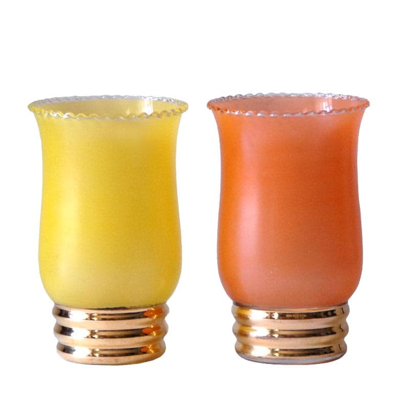 Pair of vases, Art Deco, yellow and orange, glass, Belgium, 1930s.