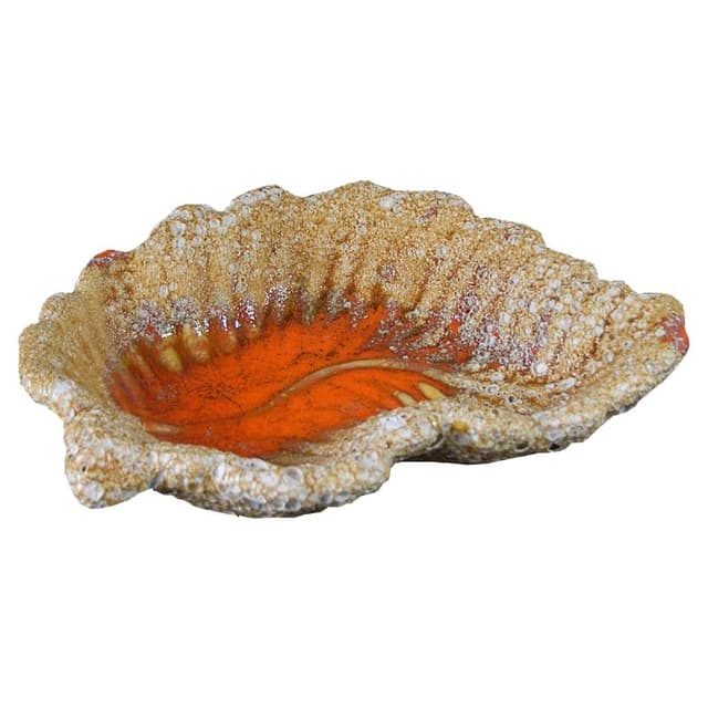 Patera Vallauris, beżowo-pomarańczowa, ceramika, Francja, lata 60. - WYMIARY