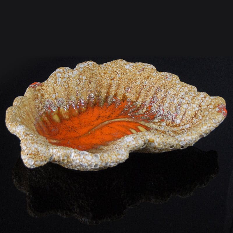 Patera Vallauris, beżowo-pomarańczowa, ceramika, Francja, lata 60. - 318336