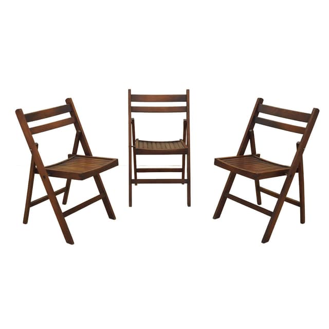 Set of Three Folding Chairs, Scandinavian Design, brown pine, Denmark, 1990s - DIMENSION