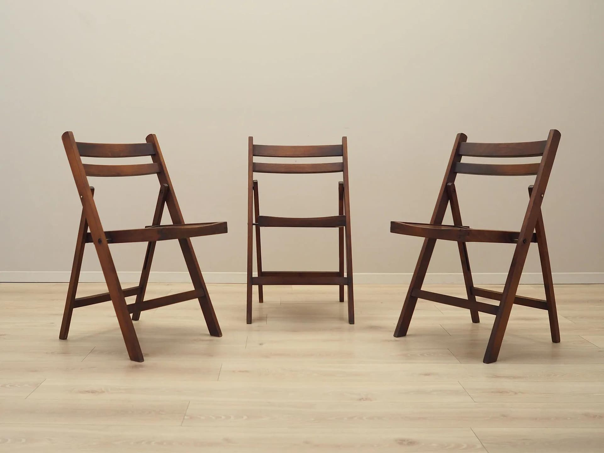 Set of Three Folding Chairs, Scandinavian Design, brown pine, Denmark, 1990s - 23342