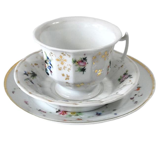 Zestaw śniadaniowy Biedermeier, porcelana biała, Niemcy, XIX w. - WYMIARY