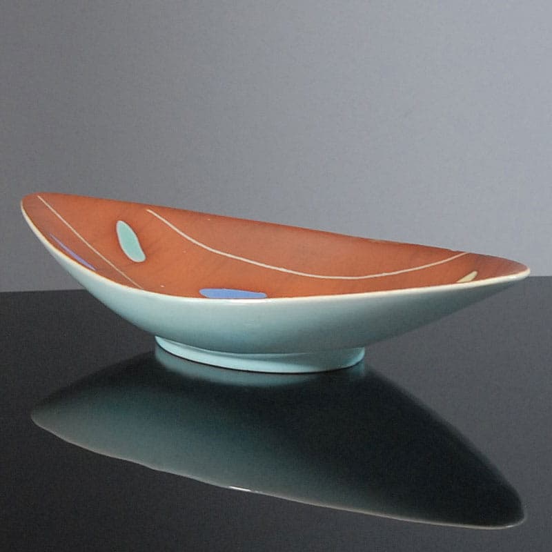 Patera ceramiczna, rdzawobrązowa, proj. B. Mans, Niemcy, lata 60. - 318289