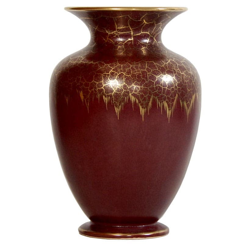 Wazon, burgundowy złoty, ceramika, Marzi & Remy Höhr, Niemcy, lata 60. - 318242