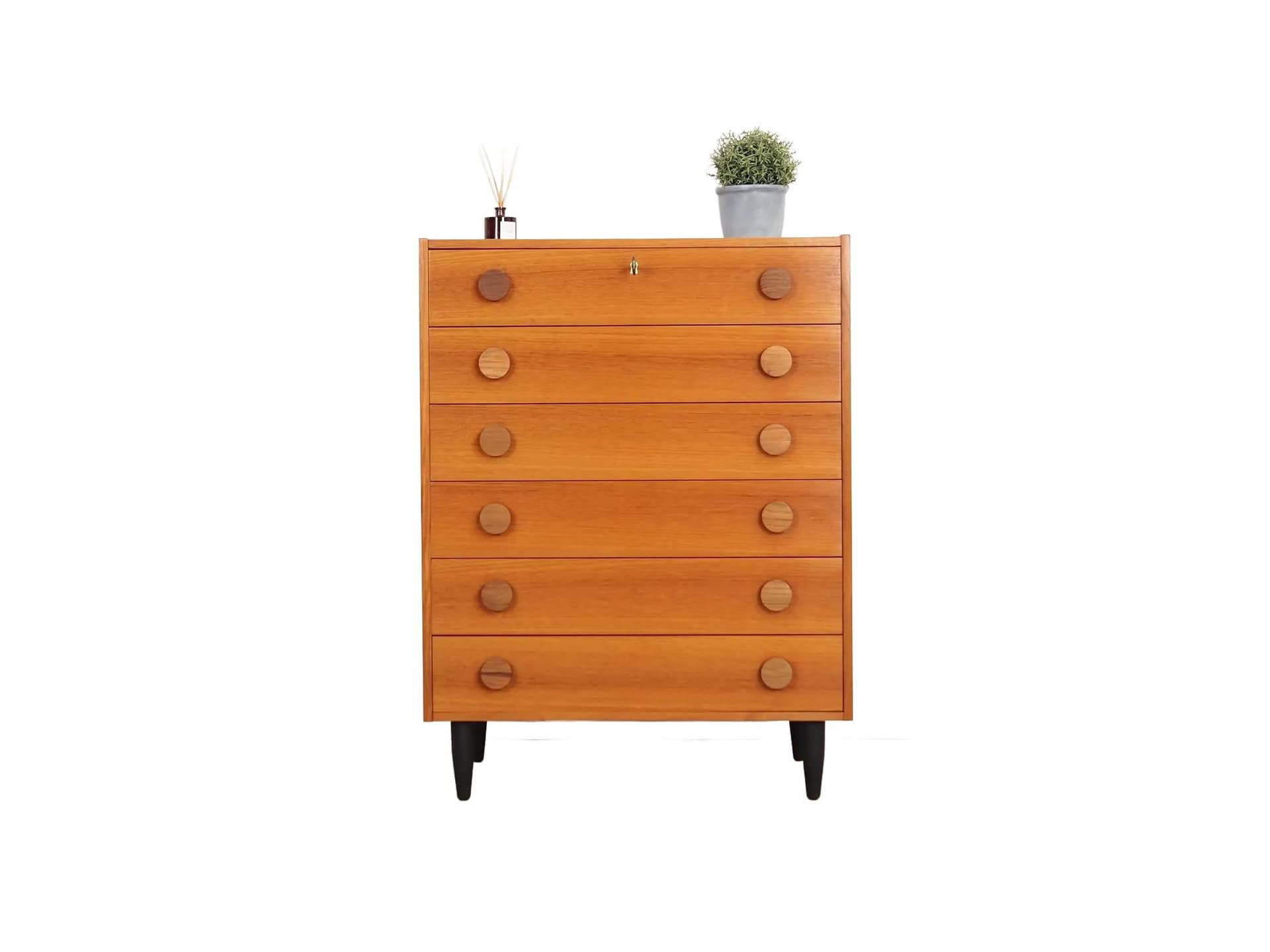 Komoda, mid-century modern, teak pomarańczowy, Dania, lata 60.