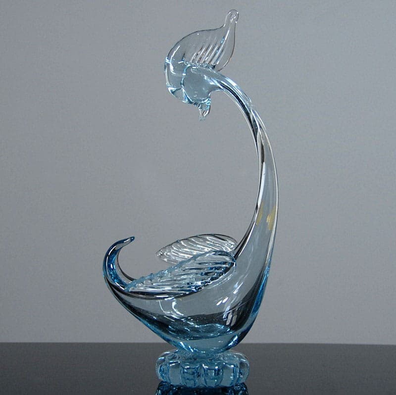 Bird figurine, Murano, pale blue transparent glass, Italy, 1960s. - 318136