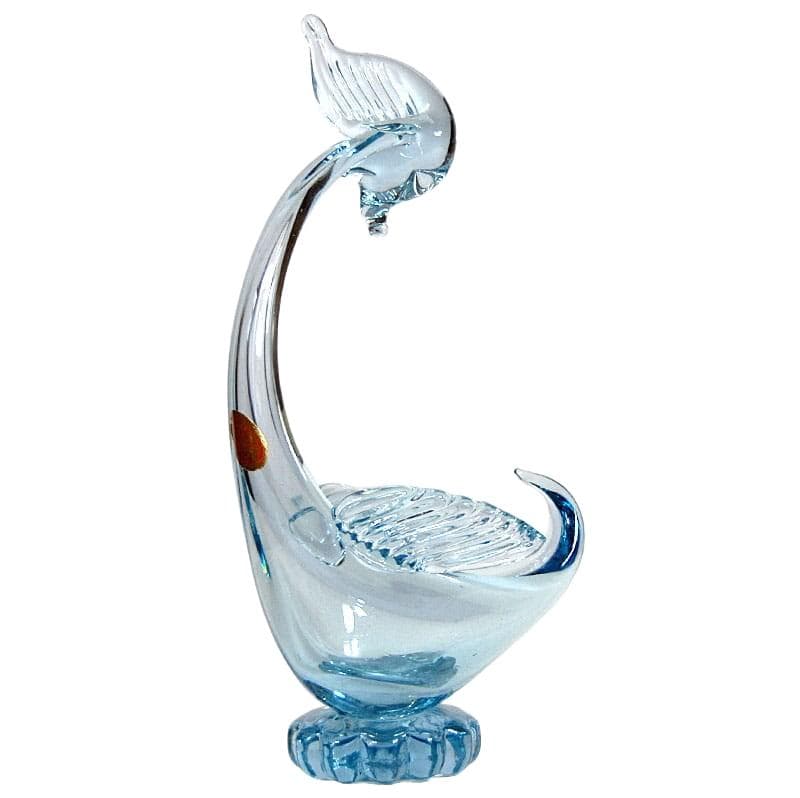 Bird figurine, Murano, pale blue transparent glass, Italy, 1960s.