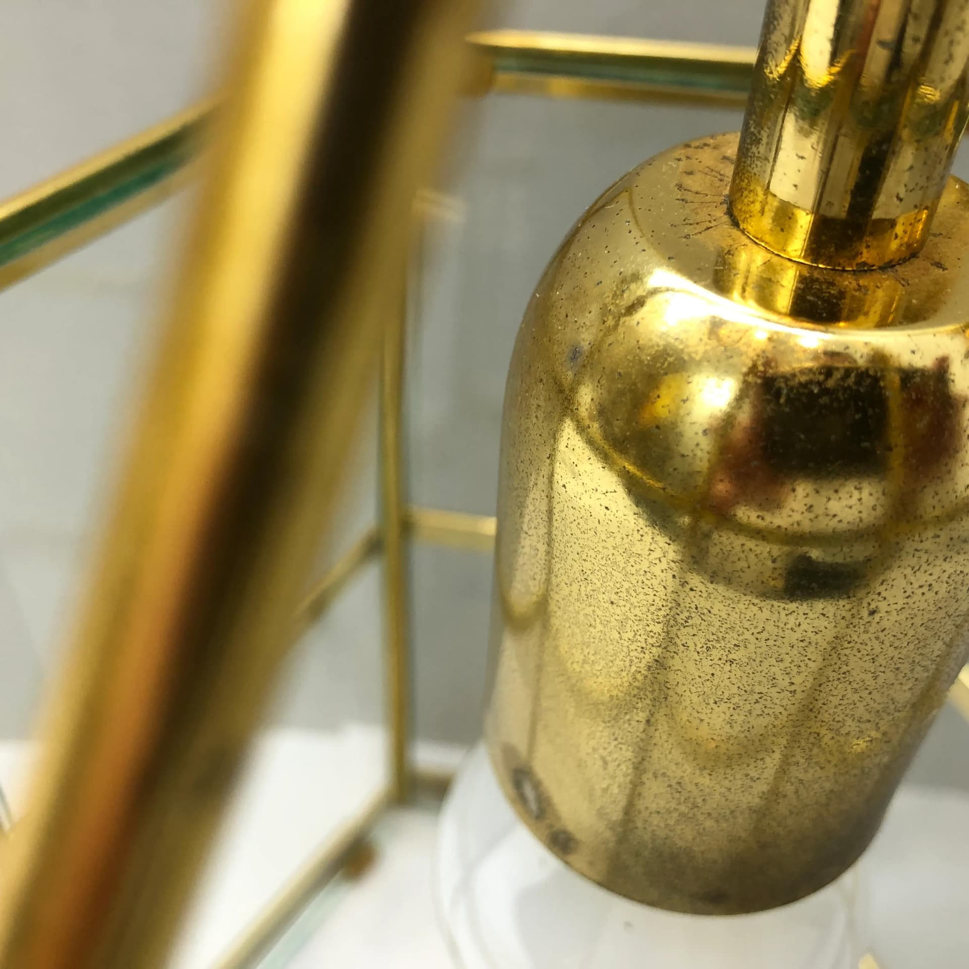 Lampa wisząca, złocona stal, szkło, Niemcy, lata 70. - 23543