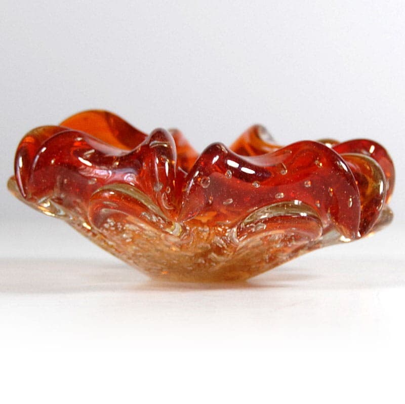 Patera Murano, szkło czerwono-pomarańczowe, Barovier & Toso, Włochy, lata 60. - 318129