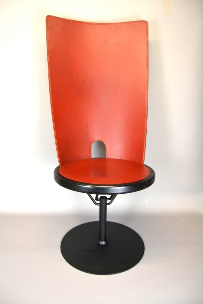Para krzeseł obrotowych Horving, skóra czerwona, metal czarny, proj. B. Lindau, Szwecja, lata 80. - 79174