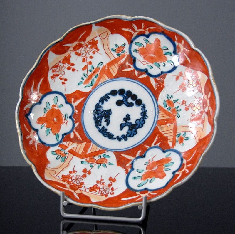 Patera Imari, czerwona niebieska zielona złota, fajans, Japonia, początek XX w. - 318056